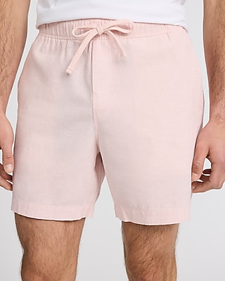 6" Mini Houndstooth Linen-Blend Shorts