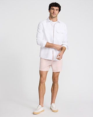 6" Mini Houndstooth Linen-Blend Shorts
