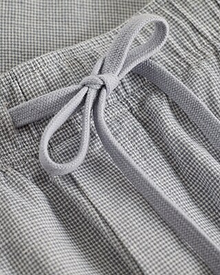 6" Mini Houndstooth Linen-Blend Shorts