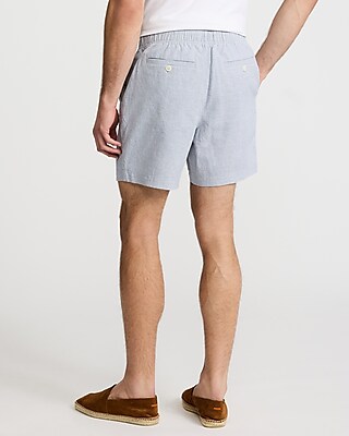 6" Mini Houndstooth Linen-Blend Shorts