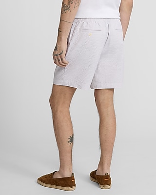 6" Seersucker Drawstring Elastic Waist Shorts