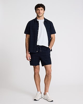6" Seersucker Drawstring Elastic Waist Shorts