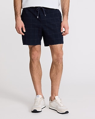 6" Seersucker Drawstring Elastic Waist Shorts