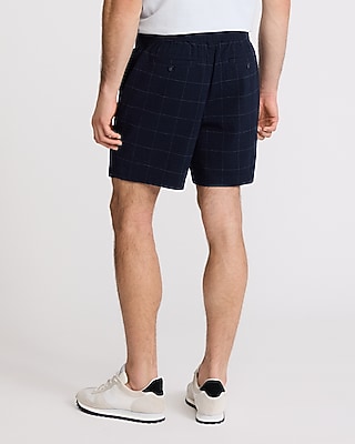 6" Seersucker Drawstring Elastic Waist Shorts