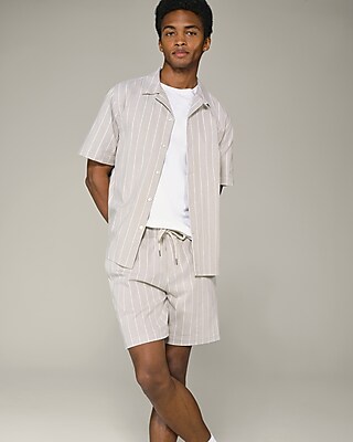 6" Striped Cotton Stretch Drawstring Elastic Waist Shorts