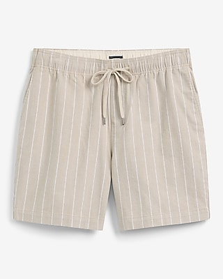 6" Striped Cotton Stretch Drawstring Elastic Waist Shorts