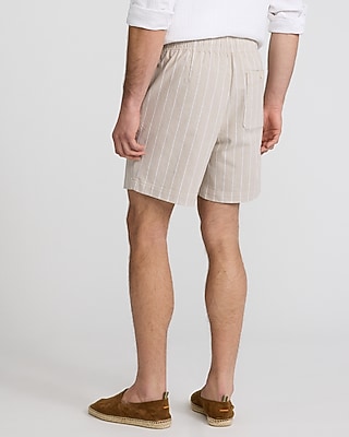 6" Striped Cotton Stretch Drawstring Elastic Waist Shorts
