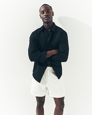 6" Textured Crochet Elastic Waist Shorts