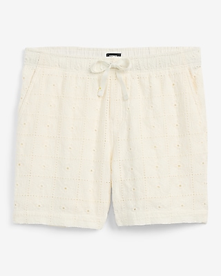 6" Textured Crochet Elastic Waist Shorts