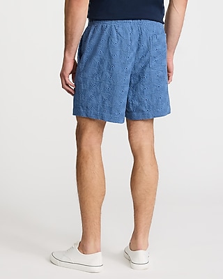 6" Textured Crochet Elastic Waist Shorts