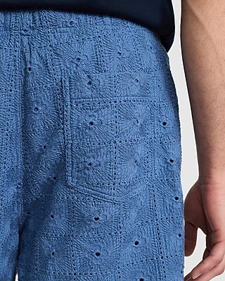 6" Textured Crochet Elastic Waist Shorts