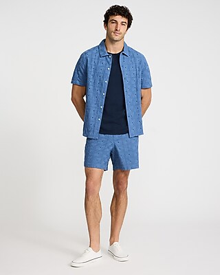 6" Textured Crochet Elastic Waist Shorts