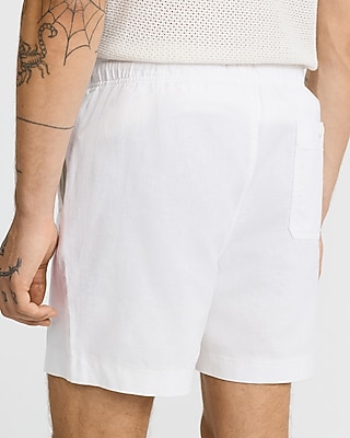 6" Linen-blend Drawstring Elastic Waist Short