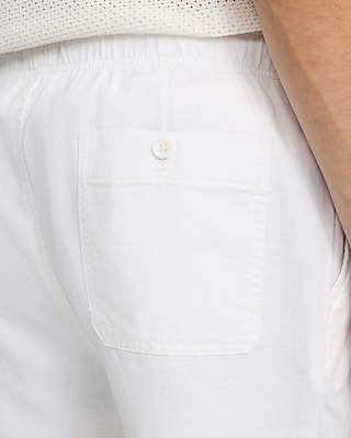 6" Linen-blend Drawstring Elastic Waist Short