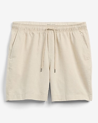 6" Linen-blend Drawstring Elastic Waist Short