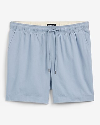 6" Linen-blend Drawstring Elastic Waist Short