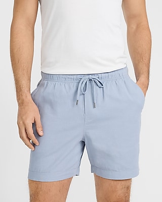 6" Linen-blend Drawstring Elastic Waist Short
