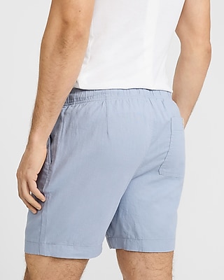 6" Linen-blend Drawstring Elastic Waist Short