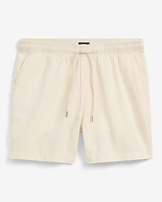6" Waffle Textured Cotton Drawstring Elastic Waist Short