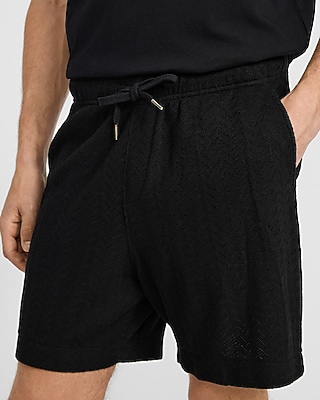 6" Textured Chevron Drawstring Elastic Waist Short