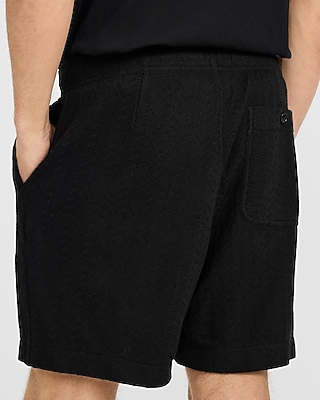 6" Textured Chevron Drawstring Elastic Waist Short