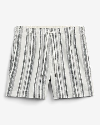 6" Slim Textured Striped Drawstring Elastic Waist Short