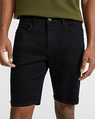 10" Black Stretch Slim Denim Shorts