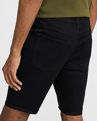 10" Black Stretch Slim Denim Shorts