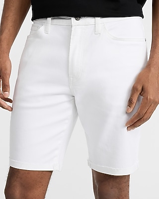 10" White Stretch Slim Denim Shorts