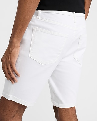 10" White Stretch Slim Denim Shorts
