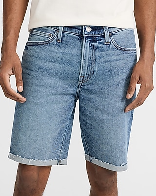 10" Light Wash Stretch Slim Denim Shorts