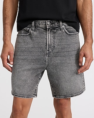 8" Black Wash Stretch Loose Denim Shorts