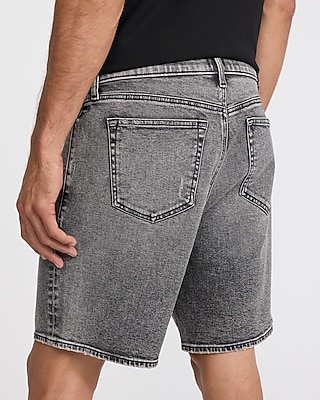 8" Black Wash Stretch Loose Denim Shorts