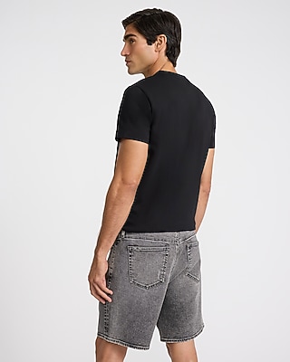 8" Black Wash Stretch Loose Denim Shorts