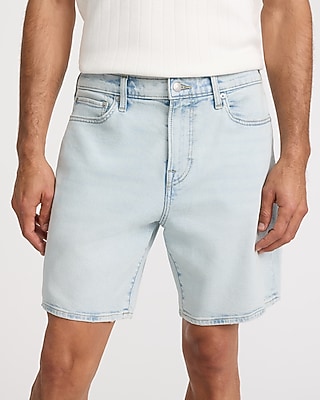 8" Light Wash Stretch Loose Denim Shorts - image 2