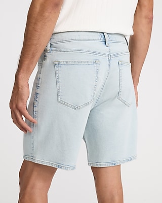 8" Light Wash Stretch Loose Denim Shorts - image 3