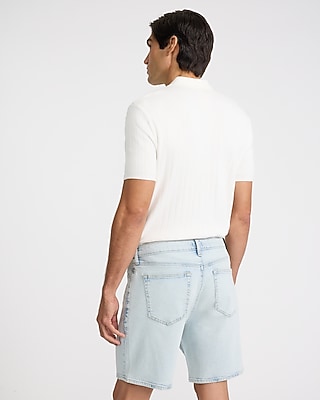 8" Light Wash Stretch Loose Denim Shorts - image 4