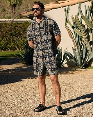 6" Slim Textured Jacquard Drawstring Elastic Waist Short