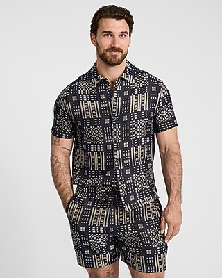 6" Slim Textured Jacquard Drawstring Elastic Waist Short