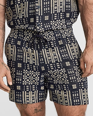 6" Slim Textured Jacquard Drawstring Elastic Waist Short