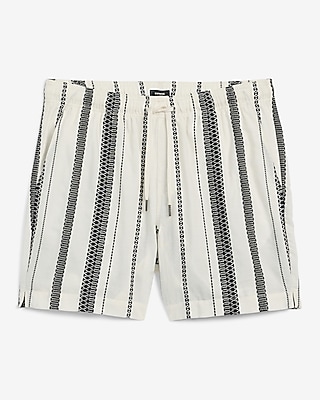 6" Textured Jacquard Striped Drawstring Elastic Waist Short