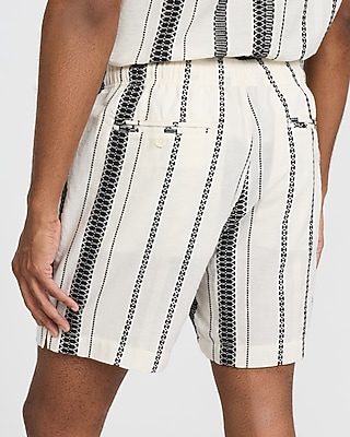 6" Textured Jacquard Striped Drawstring Elastic Waist Short