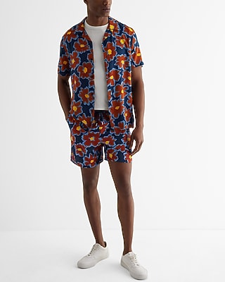 Printed 6" Elastic Waist Swim Trunks