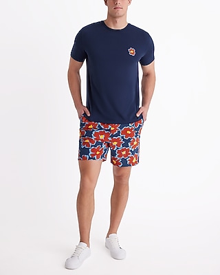 Printed 6" Elastic Waist Swim Trunks