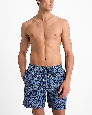 6" dot geo elastic waist swim trunks