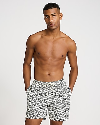 6" Geo Elastic Waist Swim Trunks