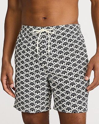 6" Geo Elastic Waist Swim Trunks
