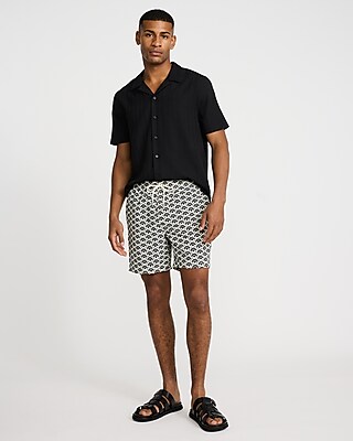 6" Geo Elastic Waist Swim Trunks