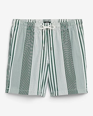 6" Striped Elastic Waist Swim Trunks