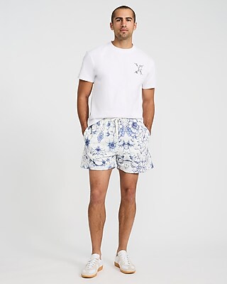 Floral Mesh Drawstring Elastic Waist Shorts